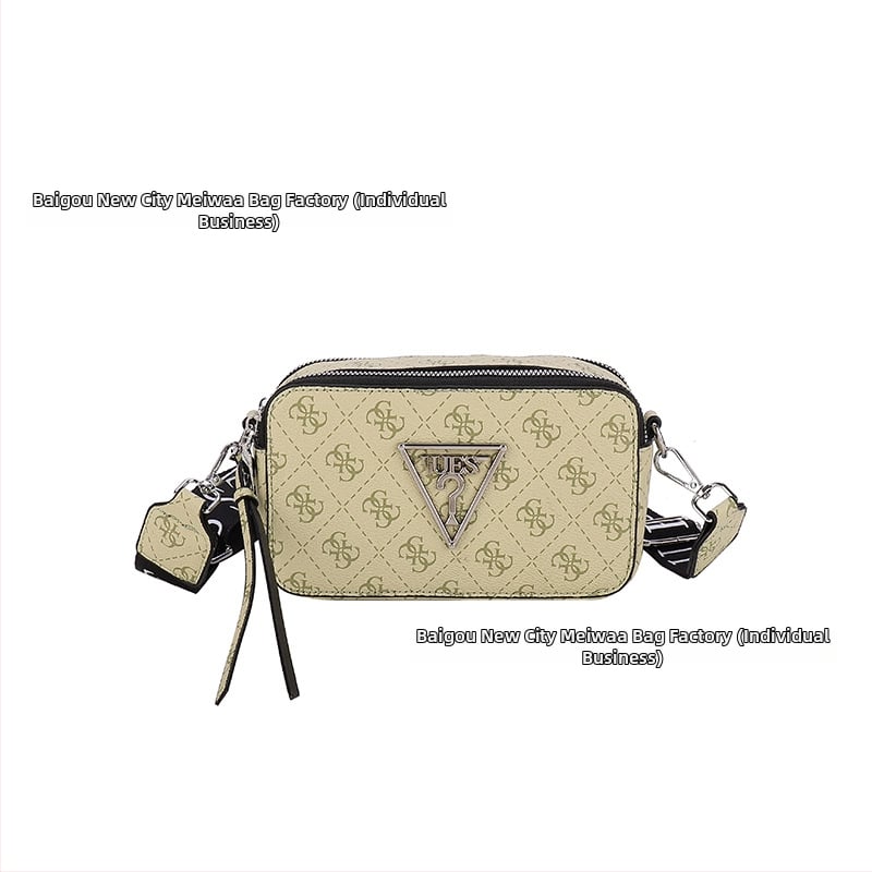 Ženska monogram kvadratna crossbody torbica za kameru, PU koža, horizontalni oblik, zatvarač, unutarnja džep za telefon, jedan remen za rame