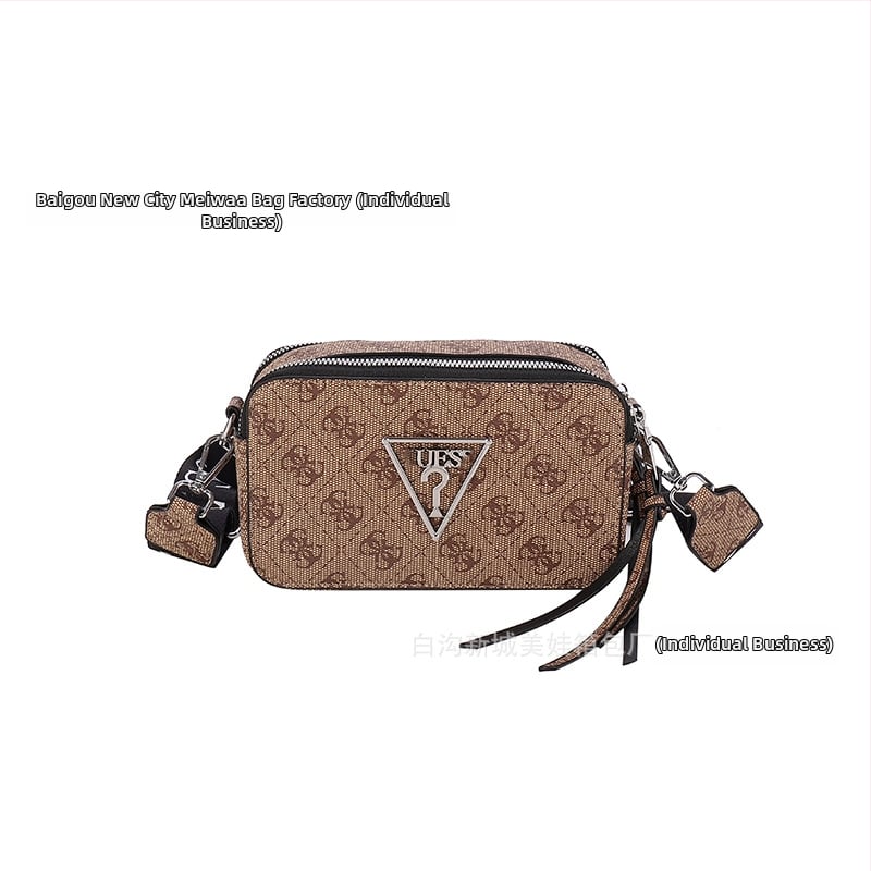 Ženska monogram kvadratna crossbody torbica za kameru, PU koža, horizontalni oblik, zatvarač, unutarnja džep za telefon, jedan remen za rame