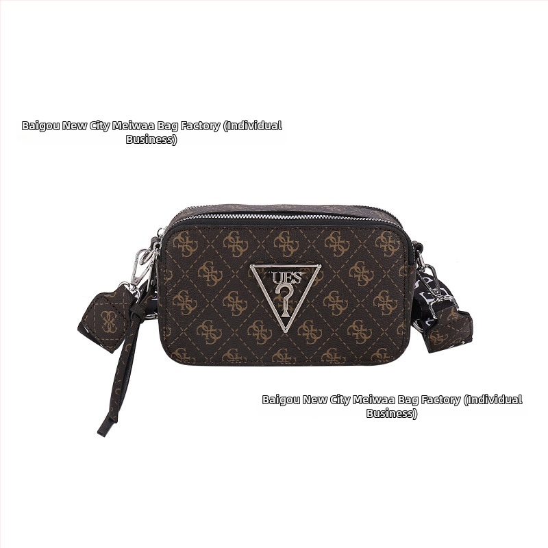 Ženska monogram kvadratna crossbody torbica za kameru, PU koža, horizontalni oblik, zatvarač, unutarnja džep za telefon, jedan remen za rame