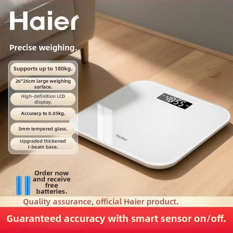 Haier vaga za tjelesnu masu s mjerenjem tjelesne masnoće, kompaktna kućna elektronička vaga, punjiva, jednostavan dizajn, za studente, maksimalna nosivost 360