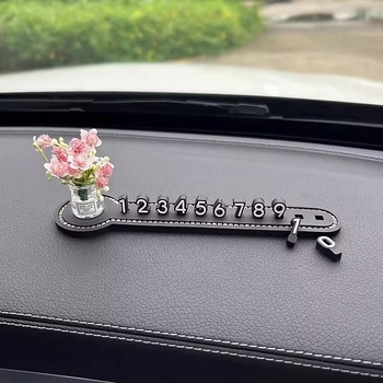 Tabuľka s číslom vozidla, svetelný typ, dizajn karikatúrnej vázy, tabuľka s telefónnym číslom na dočasné parkovanie