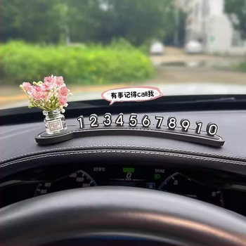 Tabuľka s číslom vozidla, svetelný typ, dizajn karikatúrnej vázy, tabuľka s telefónnym číslom na dočasné parkovanie