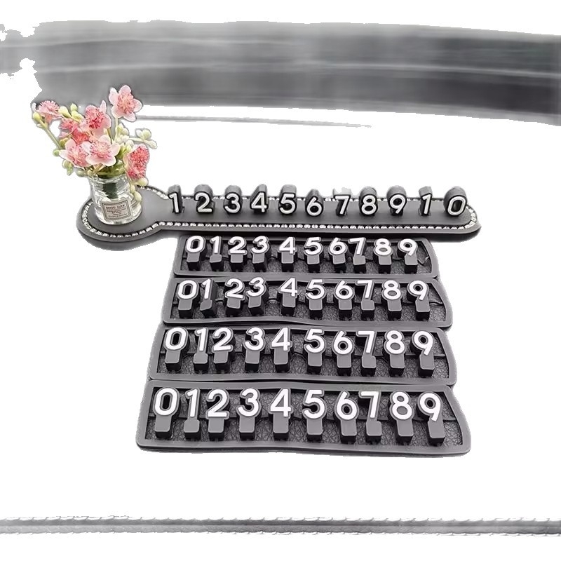 Tabuľka s číslom vozidla, svetelný typ, dizajn karikatúrnej vázy, tabuľka s telefónnym číslom na dočasné parkovanie