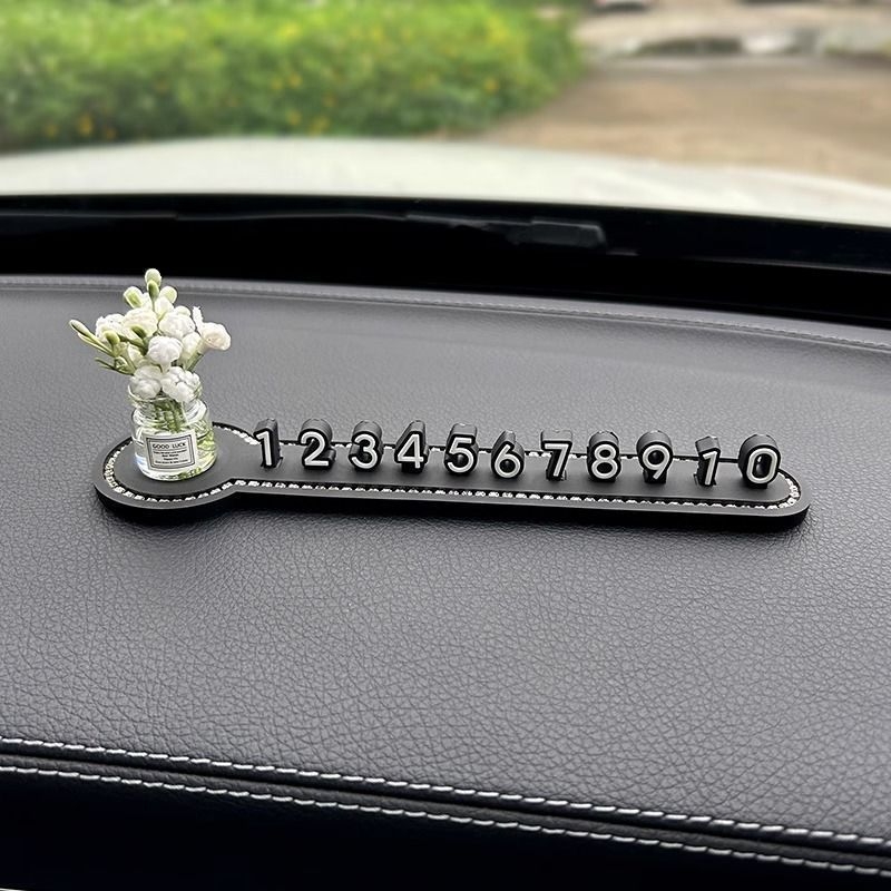 Tabuľka s číslom vozidla, svetelný typ, dizajn karikatúrnej vázy, tabuľka s telefónnym číslom na dočasné parkovanie