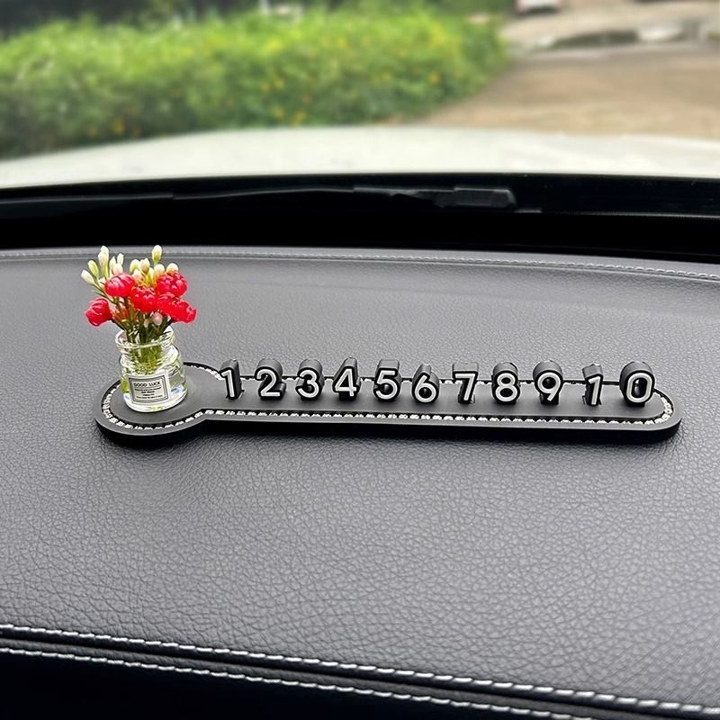 Tabuľka s číslom vozidla, svetelný typ, dizajn karikatúrnej vázy, tabuľka s telefónnym číslom na dočasné parkovanie