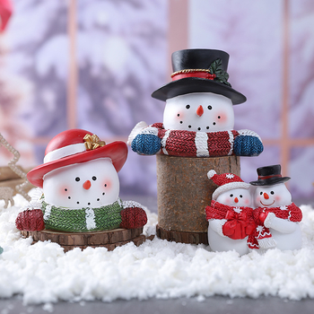 Figură de om de zăpadă din rășină – Personaj de desene animate, Vitrina de Crăciun, Micro peisaj