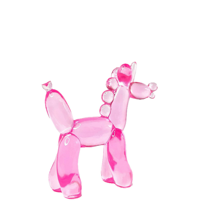 Pastoraálny živicový mini ornament zvierat: psia figúrka s priehľadnou mikro scénou jednorožca