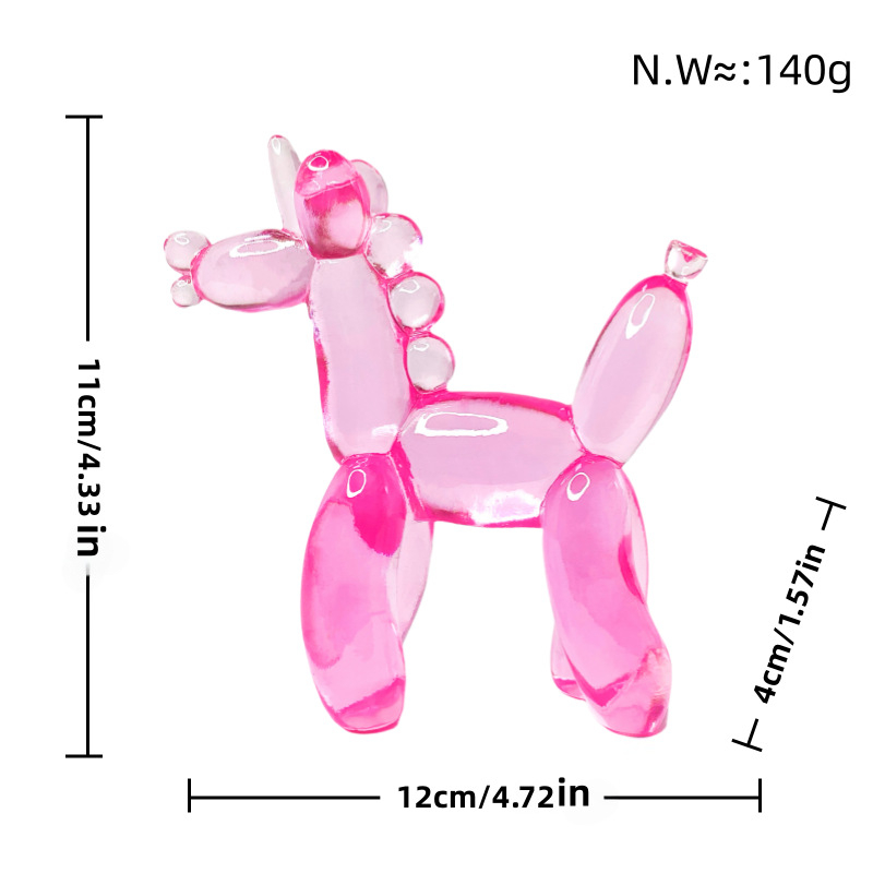 Pastoraálny živicový mini ornament zvierat: psia figúrka s priehľadnou mikro scénou jednorožca