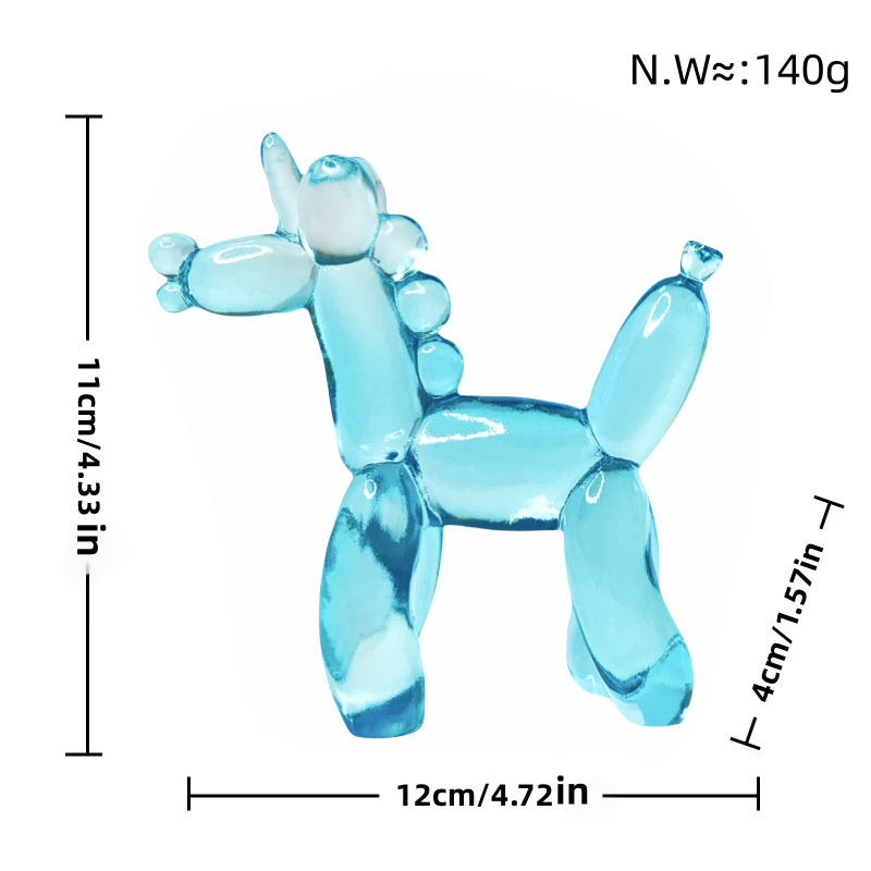 Pastoraálny živicový mini ornament zvierat: psia figúrka s priehľadnou mikro scénou jednorožca