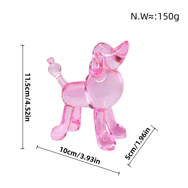 Pastoraálny živicový mini ornament zvierat: psia figúrka s priehľadnou mikro scénou jednorožca