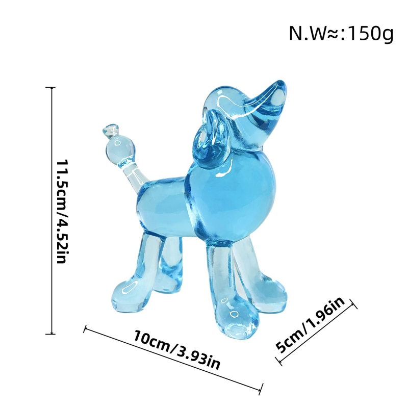 Pastoraálny živicový mini ornament zvierat: psia figúrka s priehľadnou mikro scénou jednorožca