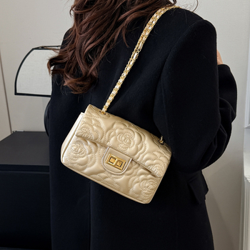 Príručná taška na rameno s horizontálnym štvorcovým tvarom, PU materiál, zámkové zapínanie, vnútorná kapsa na telefón, polyesterová podšívka, jednorramenná ramenná páska