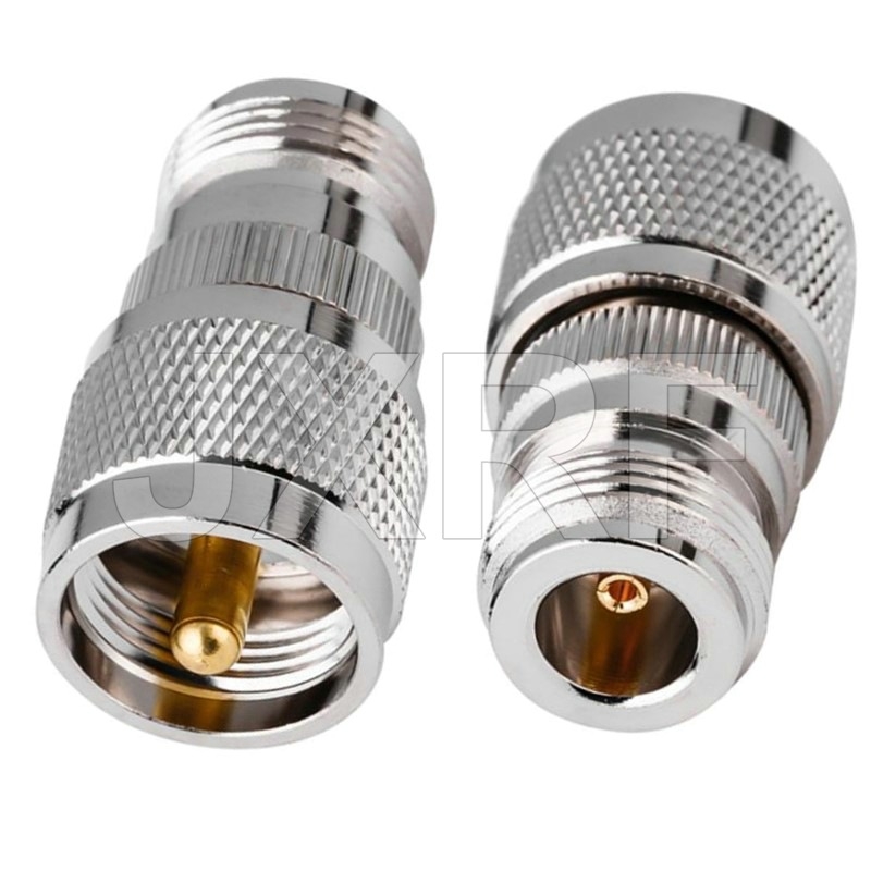 JX коаксиален конектор N към UHF адаптер, мъжки/женски, 1 проводник, медни контакти, PTFE изолация, за мрежова комуникация