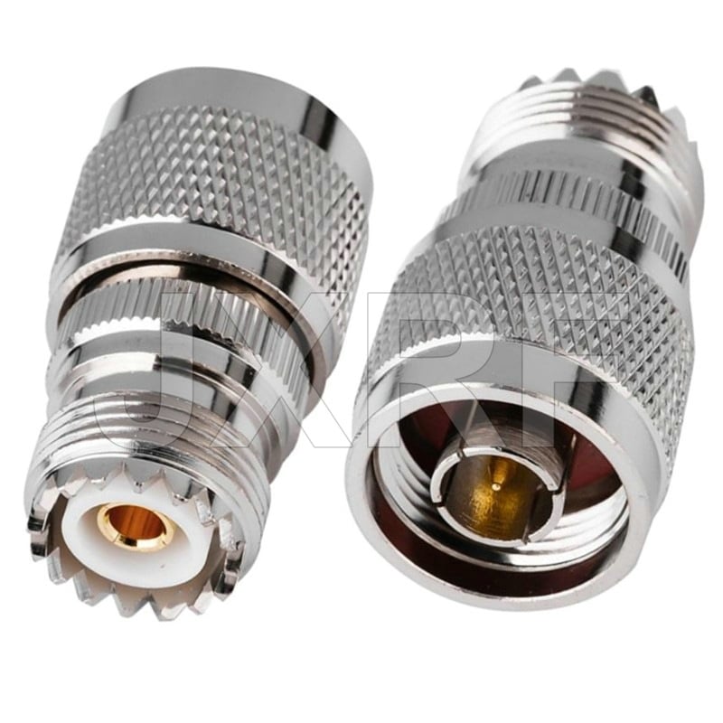 JX коаксиален конектор N към UHF адаптер, мъжки/женски, 1 проводник, медни контакти, PTFE изолация, за мрежова комуникация