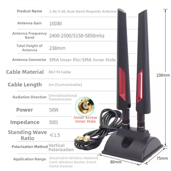 Dvojpásmová stolová anténa 2.4G/5.8G, omnidirektívna, pre WiFi 6 router, vysoký zisk