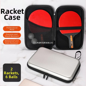 Geantă pentru rachete de ping-pong, husă dură de protecție, capacitate mare, compartimente duale pentru rachete (orizontal și vertical)