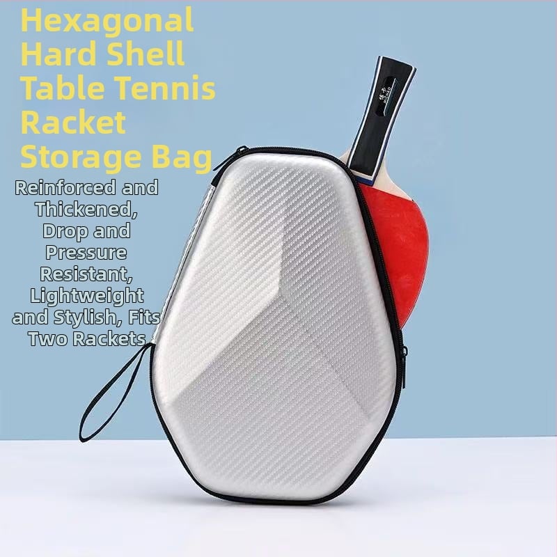 Geantă pentru rachete de ping-pong, husă dură de protecție, capacitate mare, compartimente duale pentru rachete (orizontal și vertical)
