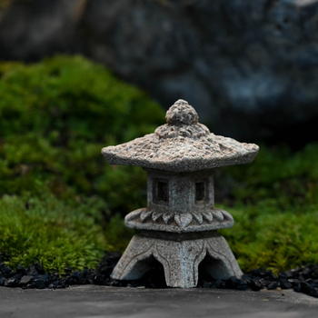 Kineskog stila mikro pejzažni kameni lanterna vrtna dekoracija, stijenoviti kraj s vodnim pogledom, bonsai i mali kameni paviljon (Materijal: smola; Stil: pastoralni; Kategorija: smolni rukotvorine)
