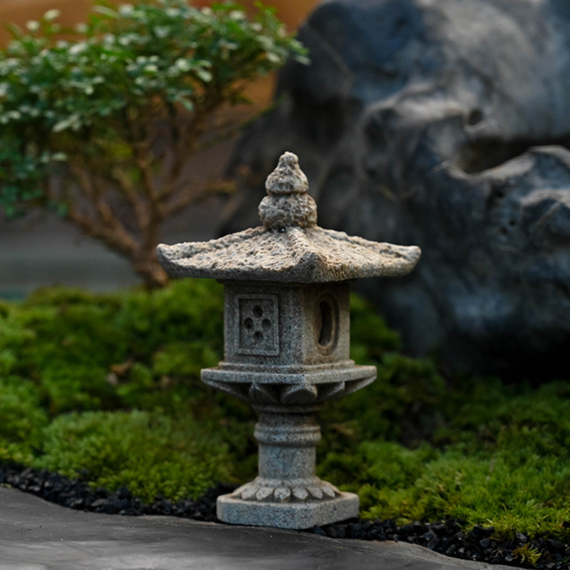Kineskog stila mikro pejzažni kameni lanterna vrtna dekoracija, stijenoviti kraj s vodnim pogledom, bonsai i mali kameni paviljon (Materijal: smola; Stil: pastoralni; Kategorija: smolni rukotvorine)