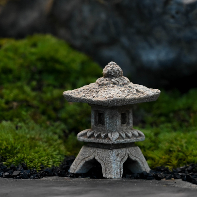 Kineskog stila mikro pejzažni kameni lanterna vrtna dekoracija, stijenoviti kraj s vodnim pogledom, bonsai i mali kameni paviljon (Materijal: smola; Stil: pastoralni; Kategorija: smolni rukotvorine)