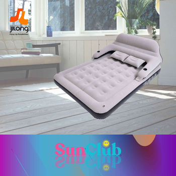 JILONG pripučiamas lova su nugara, stori nugara atrama, nešiojamas lauko oro čiužinys, 6 kg, flokoto paviršiaus tekstūra