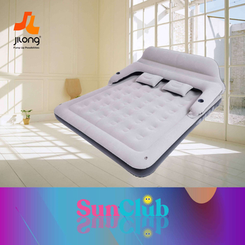 JILONG pripučiamas lova su nugara, stori nugara atrama, nešiojamas lauko oro čiužinys, 6 kg, flokoto paviršiaus tekstūra