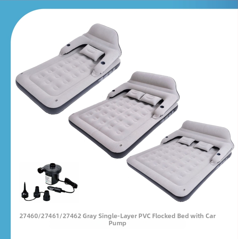 JILONG pripučiamas lova su nugara, stori nugara atrama, nešiojamas lauko oro čiužinys, 6 kg, flokoto paviršiaus tekstūra