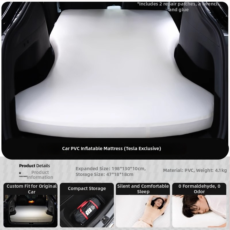 Saltea gonflabilă pentru mașină, pentru bancheta din spate Tesla Model Y – pat de dormit pentru camping nocturn (PVC)
