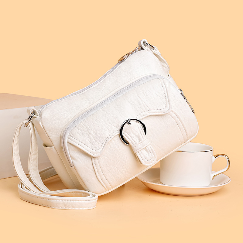 Kvadratna crossbody torba - PU materijal, ulični stil, vodoravni kvadratni oblik, zatvarač, unutarnja džep sa zipom