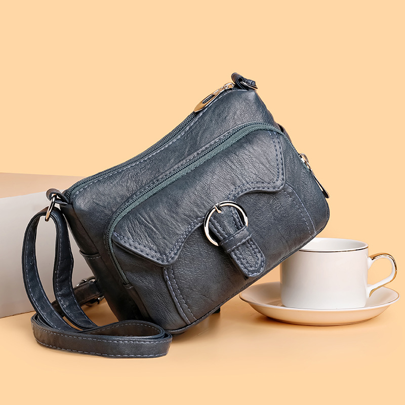 Kvadratna crossbody torba - PU materijal, ulični stil, vodoravni kvadratni oblik, zatvarač, unutarnja džep sa zipom
