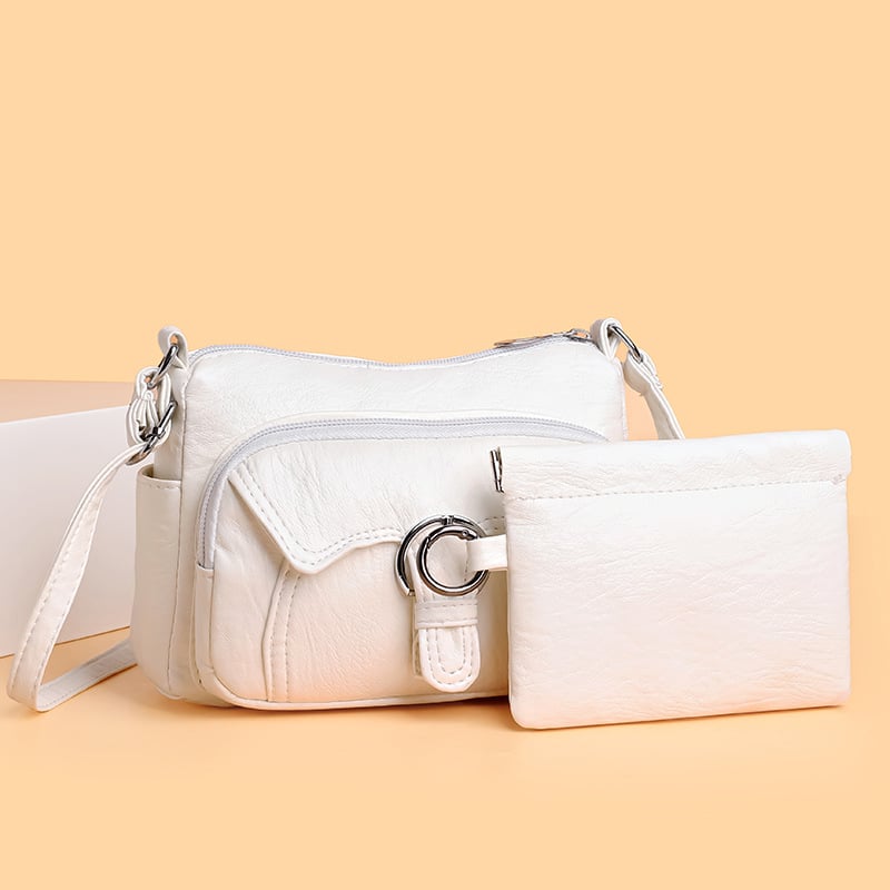 Kvadratna crossbody torba - PU materijal, ulični stil, vodoravni kvadratni oblik, zatvarač, unutarnja džep sa zipom