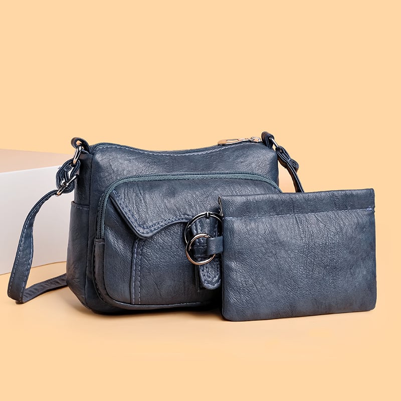 Kvadratna crossbody torba - PU materijal, ulični stil, vodoravni kvadratni oblik, zatvarač, unutarnja džep sa zipom