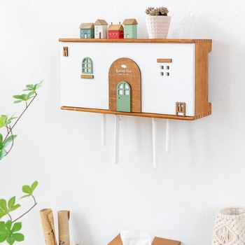 Cutie de depozitare pentru router wireless, montată pe perete, 6 niveluri, decor cu floare de mătase pentru set-top box, depozitare de călătorie