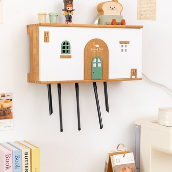 Cutie de depozitare pentru router wireless, montată pe perete, 6 niveluri, decor cu floare de mătase pentru set-top box, depozitare de călătorie