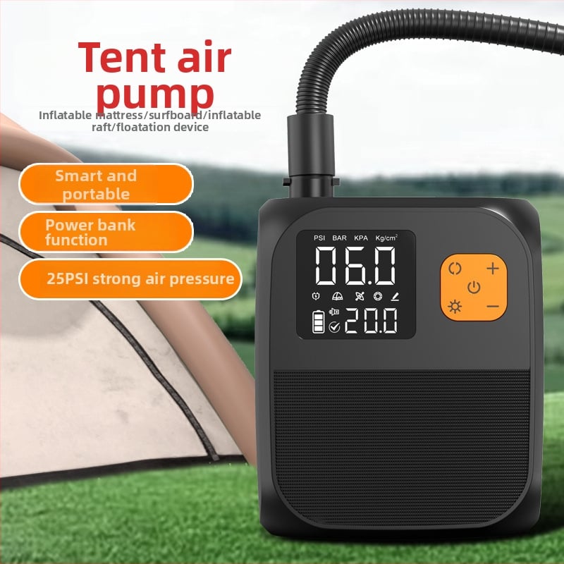 Φορητή Ασύρματη Αντλία Αέρα για Σκηνή, Αυτοκίνητο, SUP και Φουσκωτούς Κύκλους — Ψηφιακή Οθόνη, 80 W, 5 V, Ροή Αέρα 70 L/min, Τροφοδοσία AC/DC