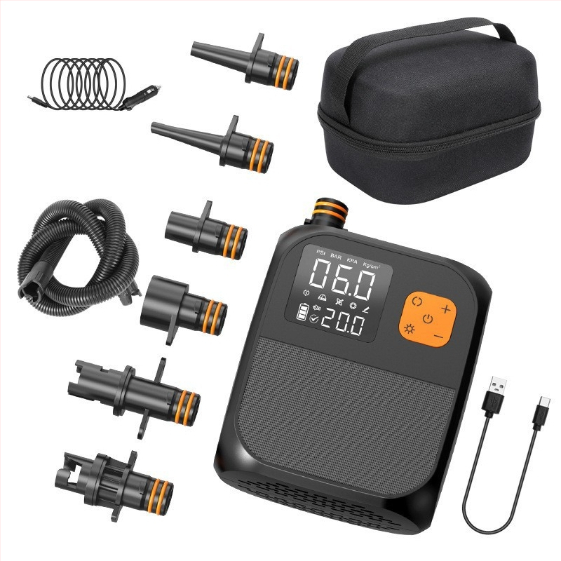 Φορητή Ασύρματη Αντλία Αέρα για Σκηνή, Αυτοκίνητο, SUP και Φουσκωτούς Κύκλους — Ψηφιακή Οθόνη, 80 W, 5 V, Ροή Αέρα 70 L/min, Τροφοδοσία AC/DC