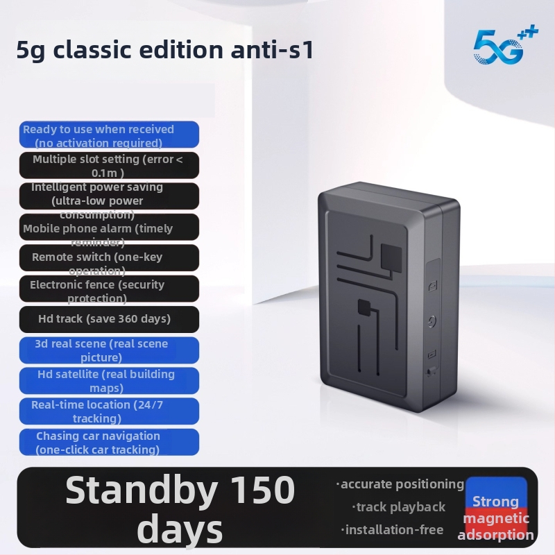 Locator GPS pentru vehicule Beidou 5G – Precizie 5m, 6 alarme, Durata baterie 1000, Alimentare Type-C, Montaj magnetic