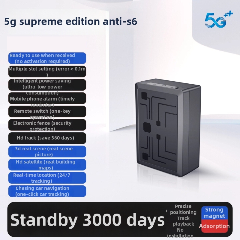 Locator GPS pentru vehicule Beidou 5G – Precizie 5m, 6 alarme, Durata baterie 1000, Alimentare Type-C, Montaj magnetic