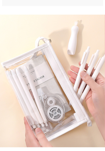 Прозрачен калъф за моливи, голям капацитет, PVC, корейски стил, за ученици.