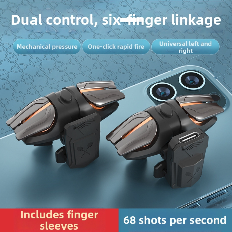 Magic Duck js-61 bezdrôtový herný ovládač so šestiprstovým impulzným auto-clickerom, USB-C rozhranie, ABS+ zinok zliatina, hmotnosť 0,1 kg