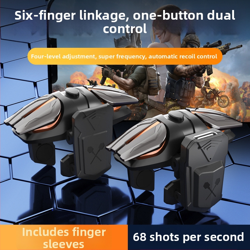 Magic Duck js-61 bezdrôtový herný ovládač so šestiprstovým impulzným auto-clickerom, USB-C rozhranie, ABS+ zinok zliatina, hmotnosť 0,1 kg