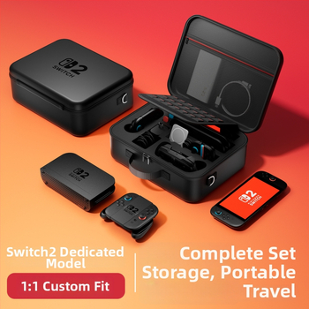 Nintendo Switch 2 EVA-materiálová taška na uskladnenie s ramienkom, kompatibilná so Switch 2, veľkokapacitná krabička na herné kazety — rozmery 36×28,5×13 cm, hmotnosť 960 g