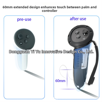 Dlhý rukoväťový silikónový ochranný kryt pre Quest 3/Quest 3s – protišmykový, proti nárazu, proti pádu; Materiály: silikón, PC, nylon, ABS, PP, TPU; Kompatibilita: Quest 3/Quest 3s; Hmotnosť: 160 g