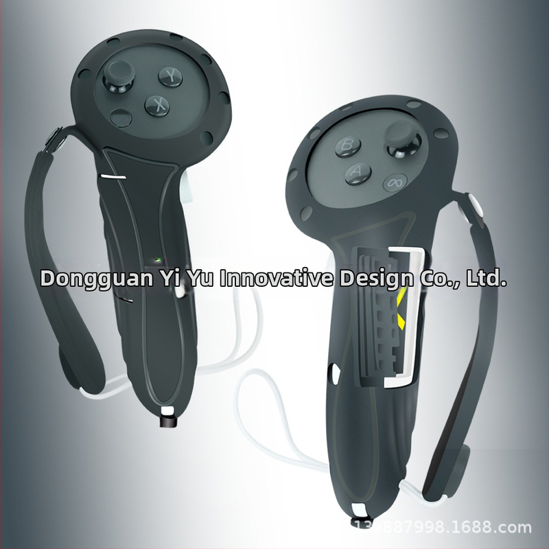 Dlhý rukoväťový silikónový ochranný kryt pre Quest 3/Quest 3s – protišmykový, proti nárazu, proti pádu; Materiály: silikón, PC, nylon, ABS, PP, TPU; Kompatibilita: Quest 3/Quest 3s; Hmotnosť: 160 g