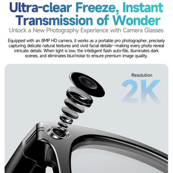 W610 Смарт очила с 8MP AI камера, AI превод и диалог, Bluetooth обаждания, UV защитни слънчеви очила