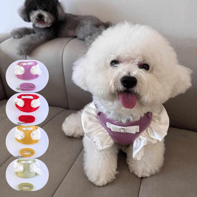 Нагръдник за кучета с дантелена панделка и гръден ремък, плат, гръден и гръбен тракционен ремък; произход Zhejiang; марка wu; опаковка 120 бр