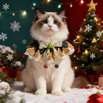 Аксесоар за домашни любимци: дантелен лигавник с регулируем шал за котки и кучета, модел цветна решетка, полиестер, универсално приложение, за всички сезони и празници (Коледа, Хелоуин, Пролетен фестивал, Фестивал на средата на есента, Китайски ден на влюб