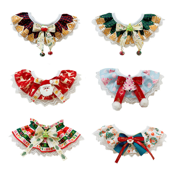 Аксесоар за домашни любимци: дантелен лигавник с регулируем шал за котки и кучета, модел цветна решетка, полиестер, универсално приложение, за всички сезони и празници (Коледа, Хелоуин, Пролетен фестивал, Фестивал на средата на есента, Китайски ден на влюб