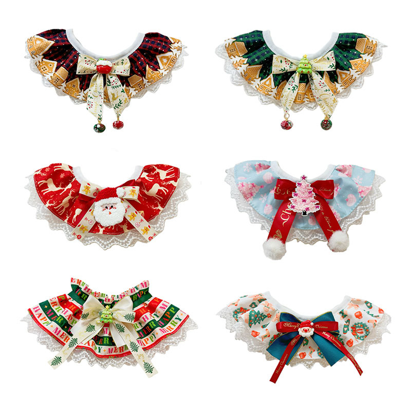 Аксесоар за домашни любимци: дантелен лигавник с регулируем шал за котки и кучета, модел цветна решетка, полиестер, универсално приложение, за всички сезони и празници (Коледа, Хелоуин, Пролетен фестивал, Фестивал на средата на есента, Китайски ден на влюб