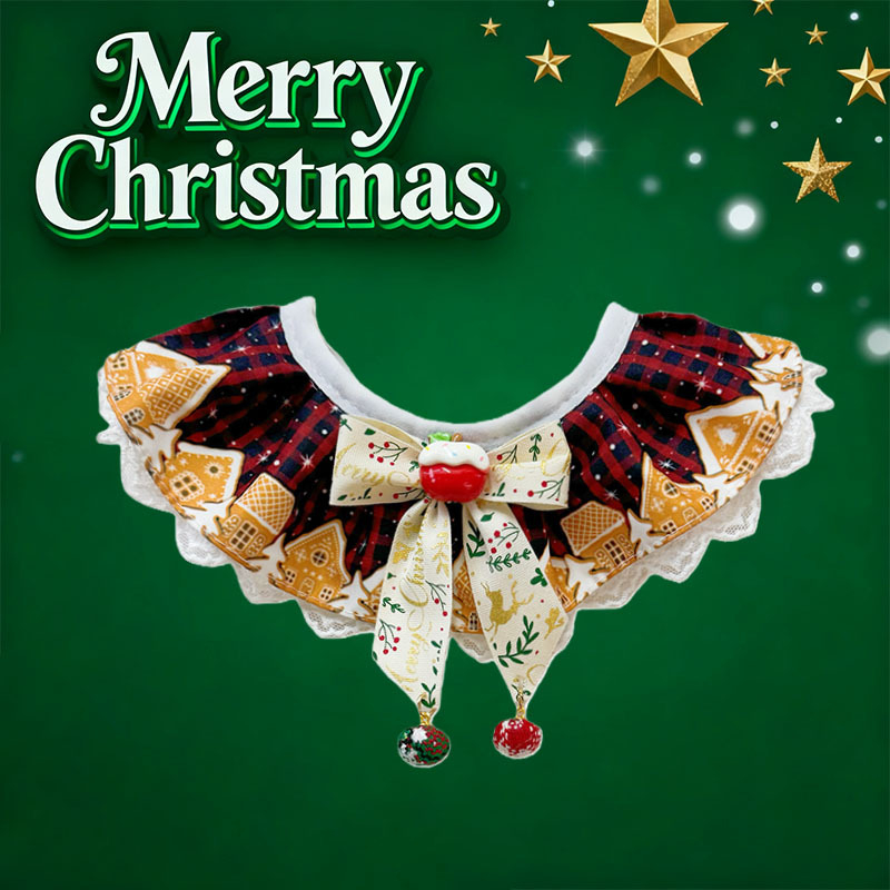 Аксесоар за домашни любимци: дантелен лигавник с регулируем шал за котки и кучета, модел цветна решетка, полиестер, универсално приложение, за всички сезони и празници (Коледа, Хелоуин, Пролетен фестивал, Фестивал на средата на есента, Китайски ден на влюб